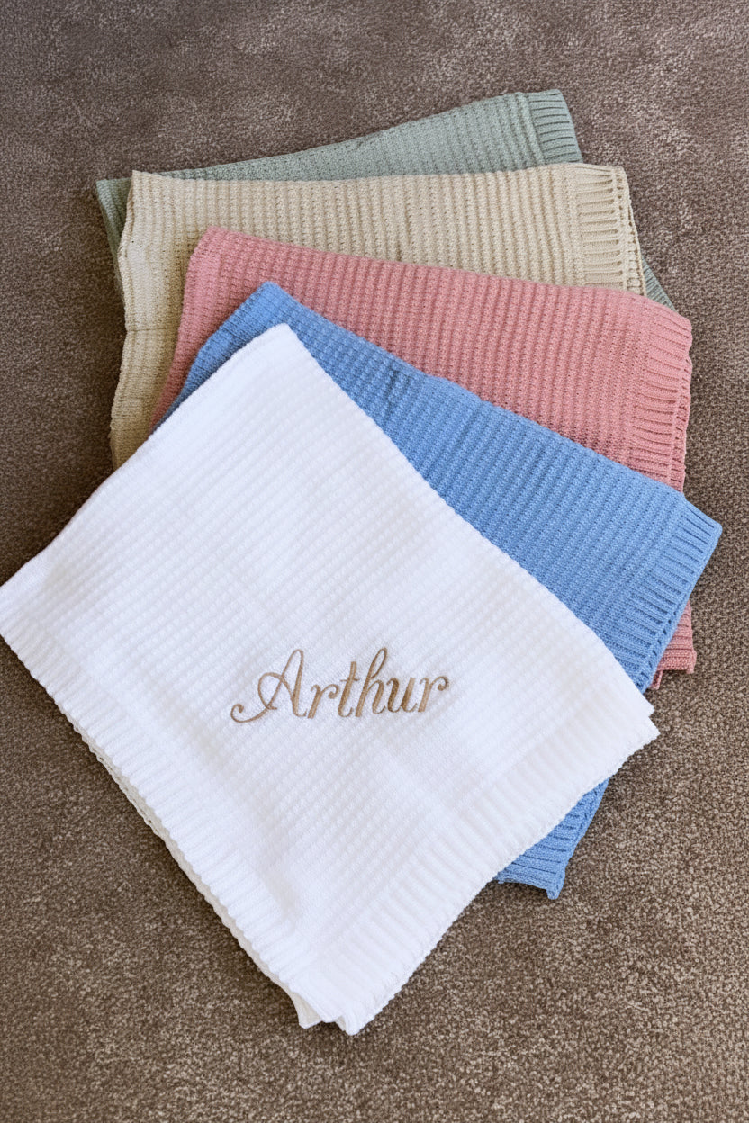Cosy Waffle Knit Baby Blanket