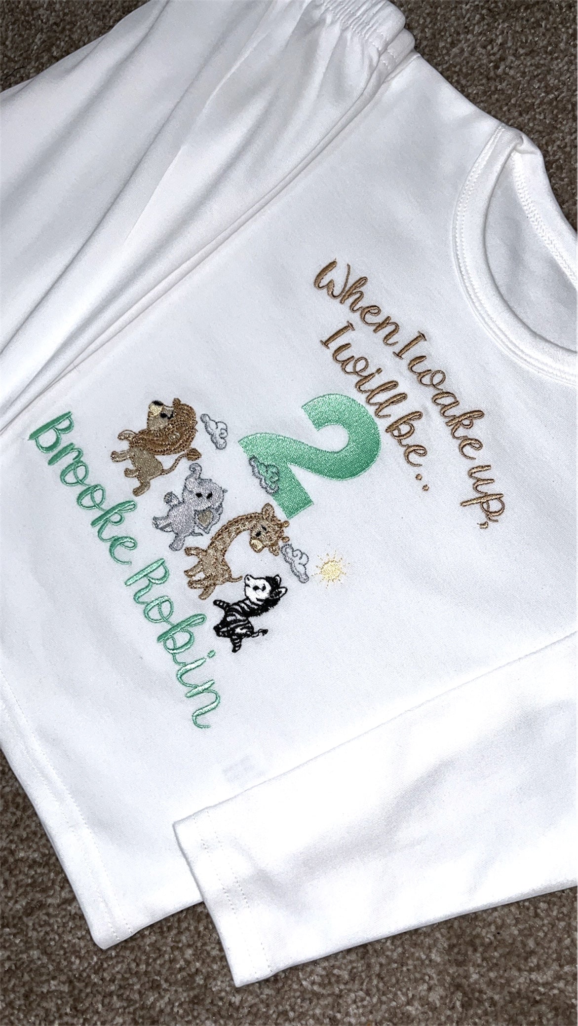 When I Wake Up I Will Be 2 Safari Birthday pyjama Set
