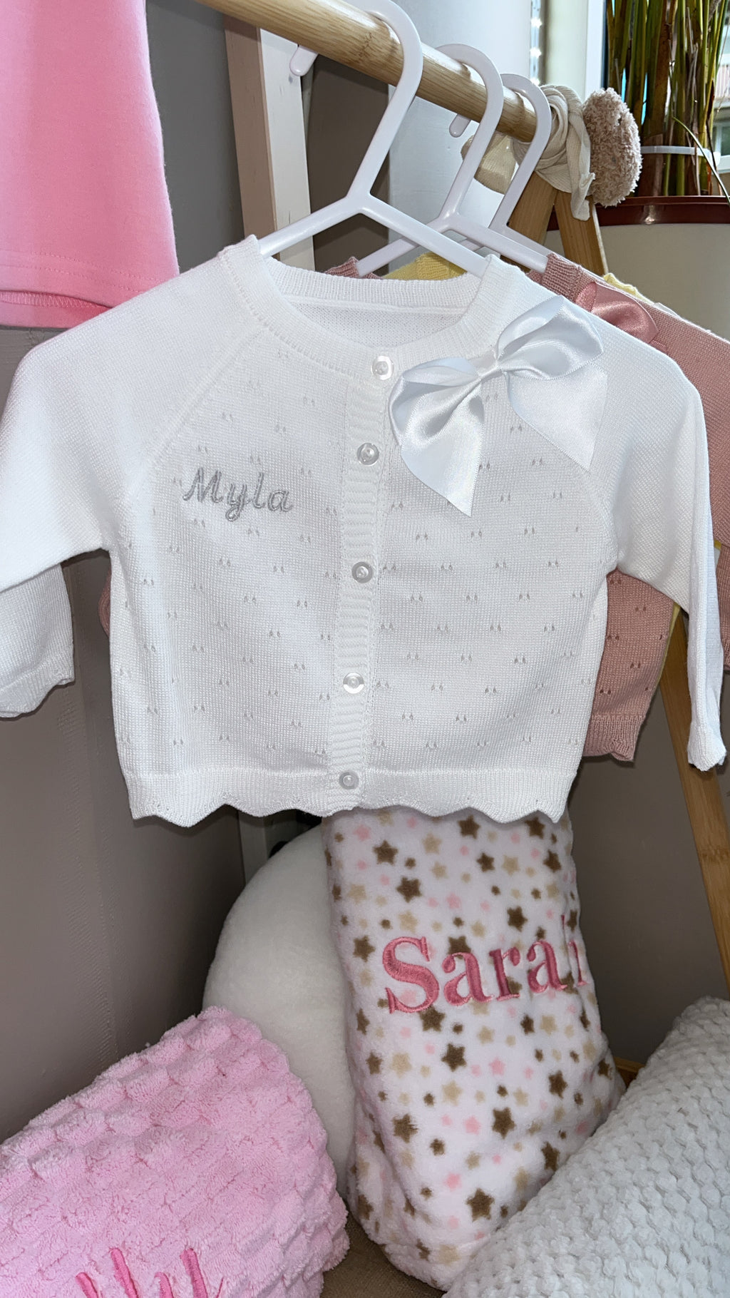 Cardigan with Collar Satin Bow