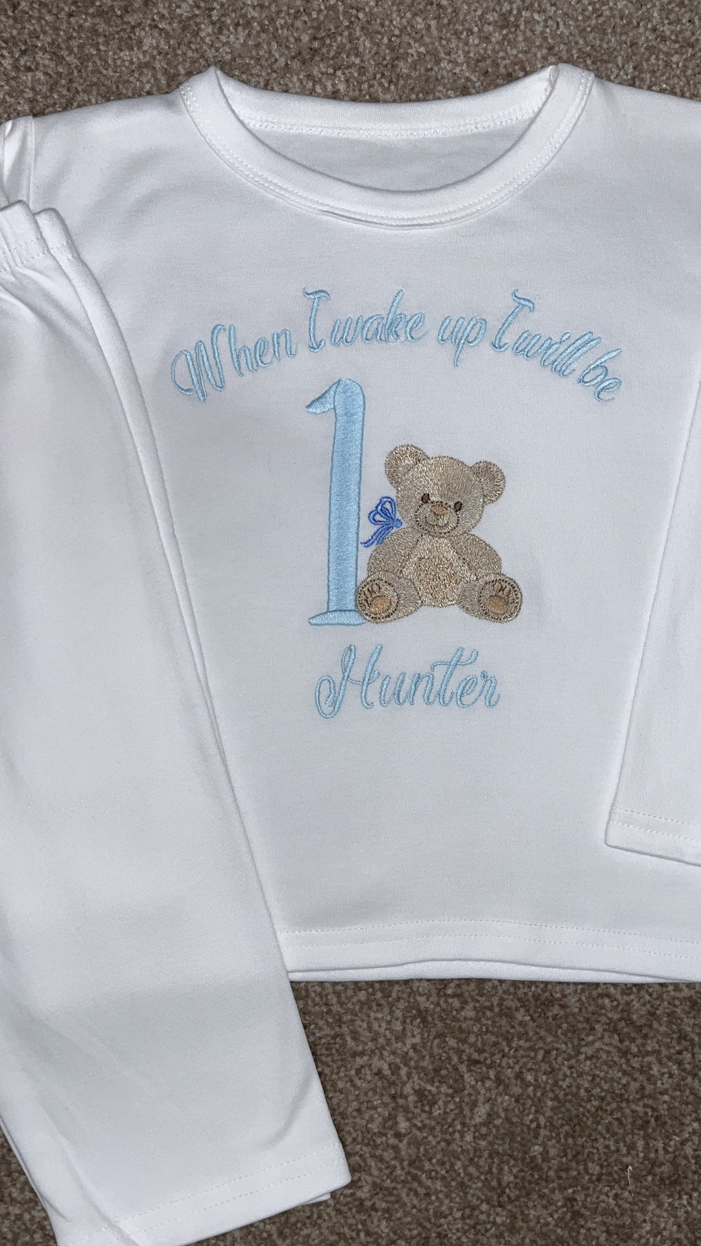 When I Wake Up I Will Be 1 Bear Birthday pyjama Set 🧸