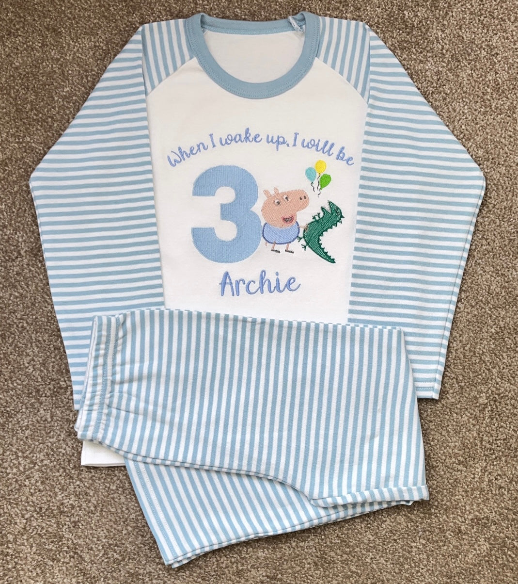 When I Wake Up I Will Be .. George Pig Birthday pyjama Set