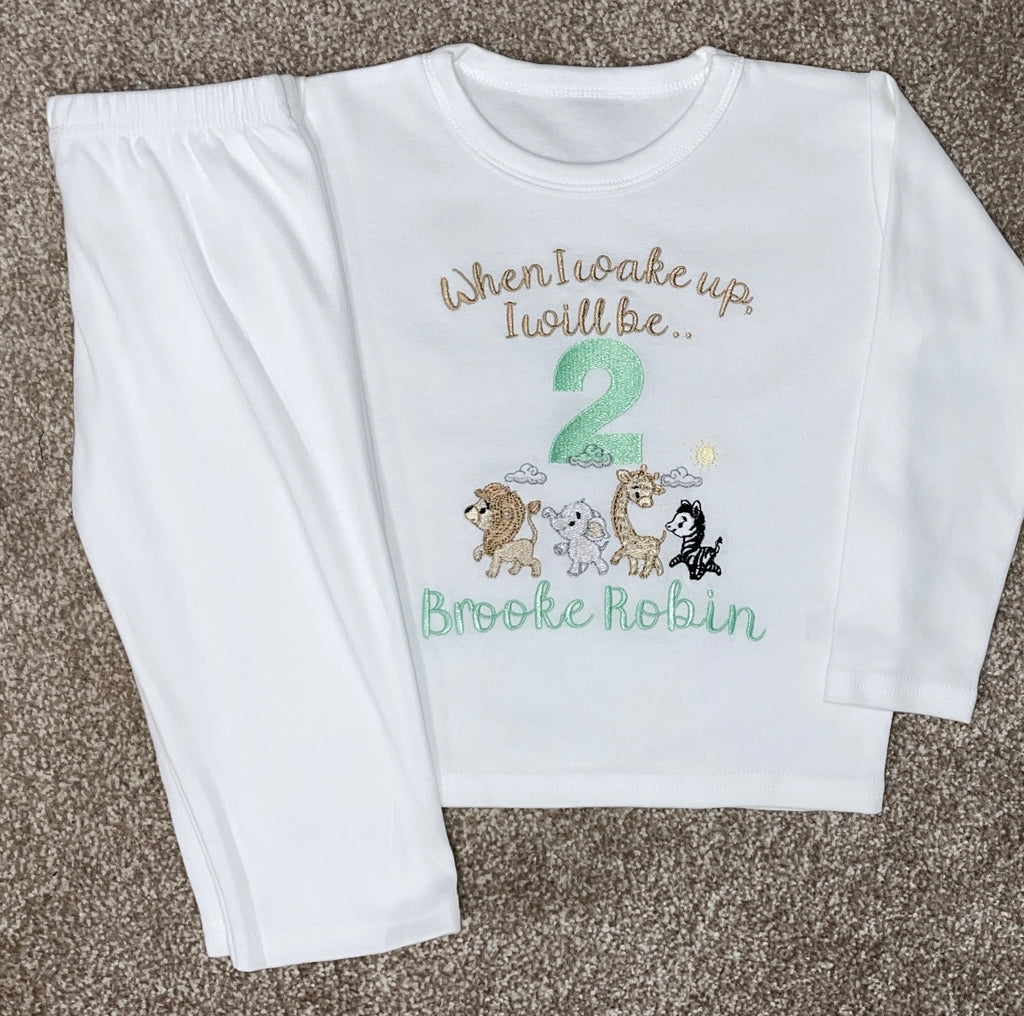 When I Wake Up I Will Be 2 Safari Birthday pyjama Set