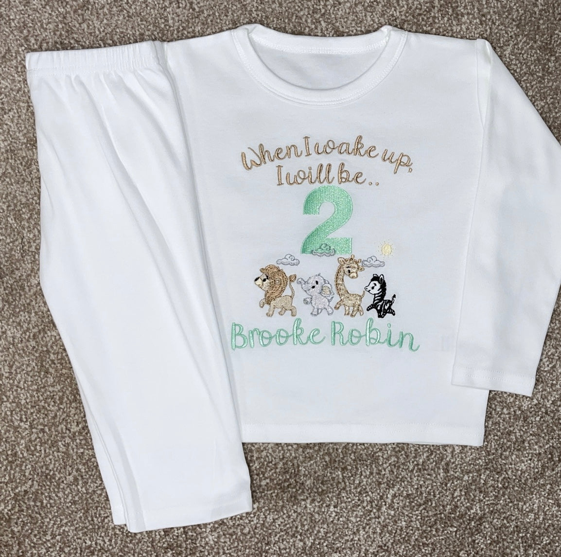 When I Wake Up I Will Be 2 Safari Birthday pyjama Set