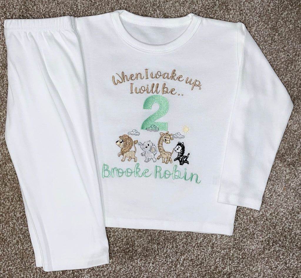 When I Wake Up I Will Be 2 Safari Birthday pyjama Set