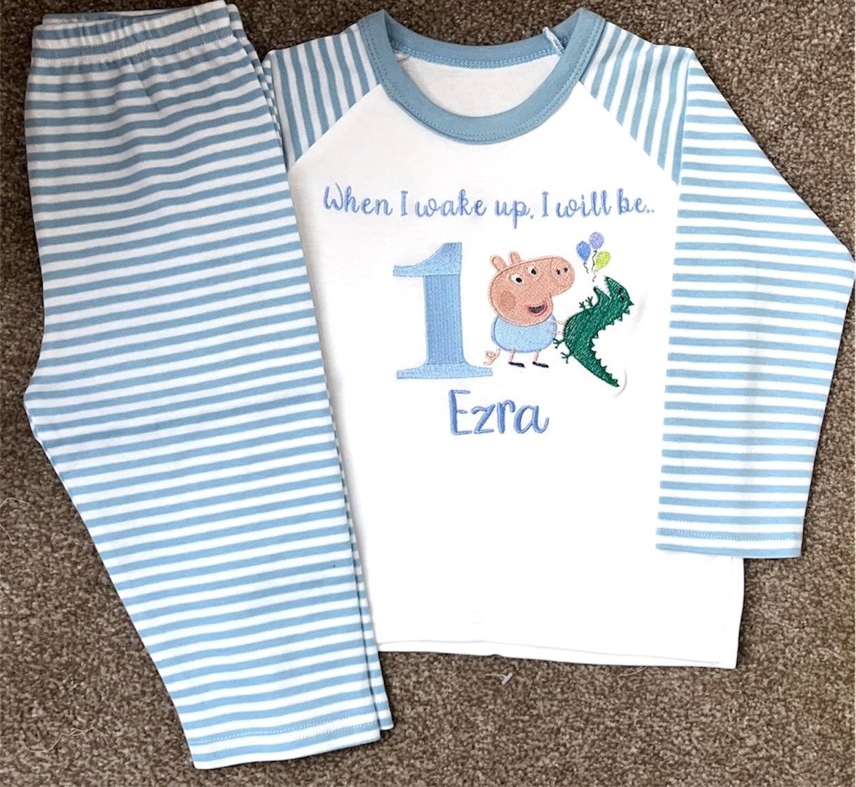 When I Wake Up I Will Be .. George Pig Birthday pyjama Set