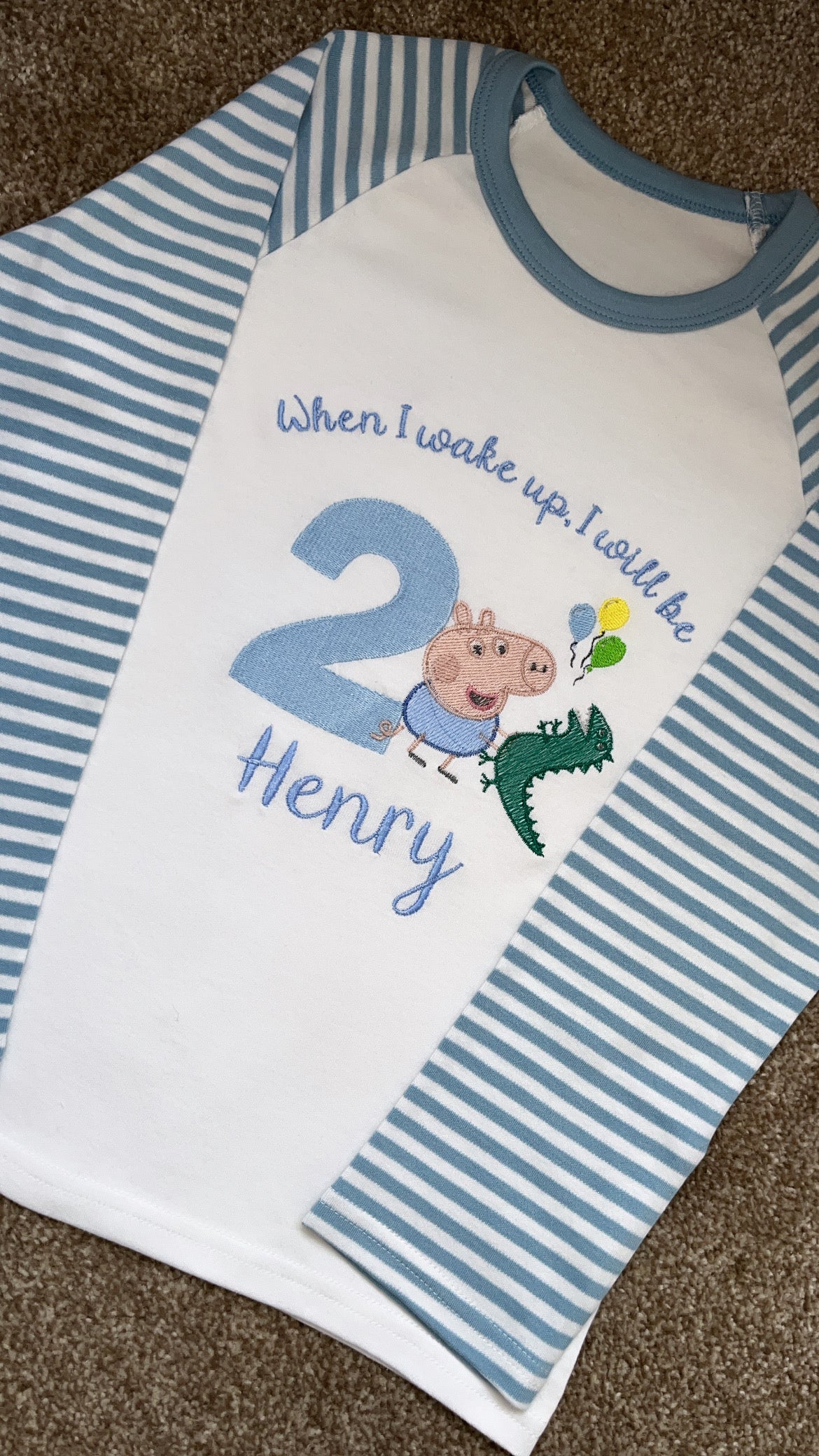 When I Wake Up I Will Be .. George Pig Birthday pyjama Set