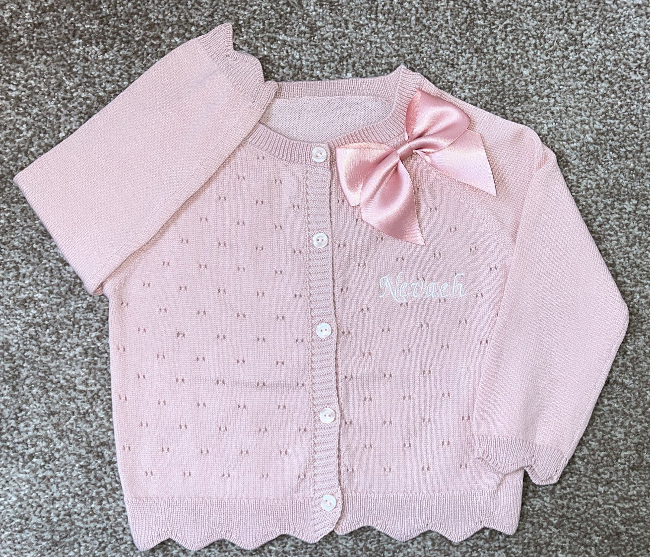 Cardigan with Collar Satin Bow