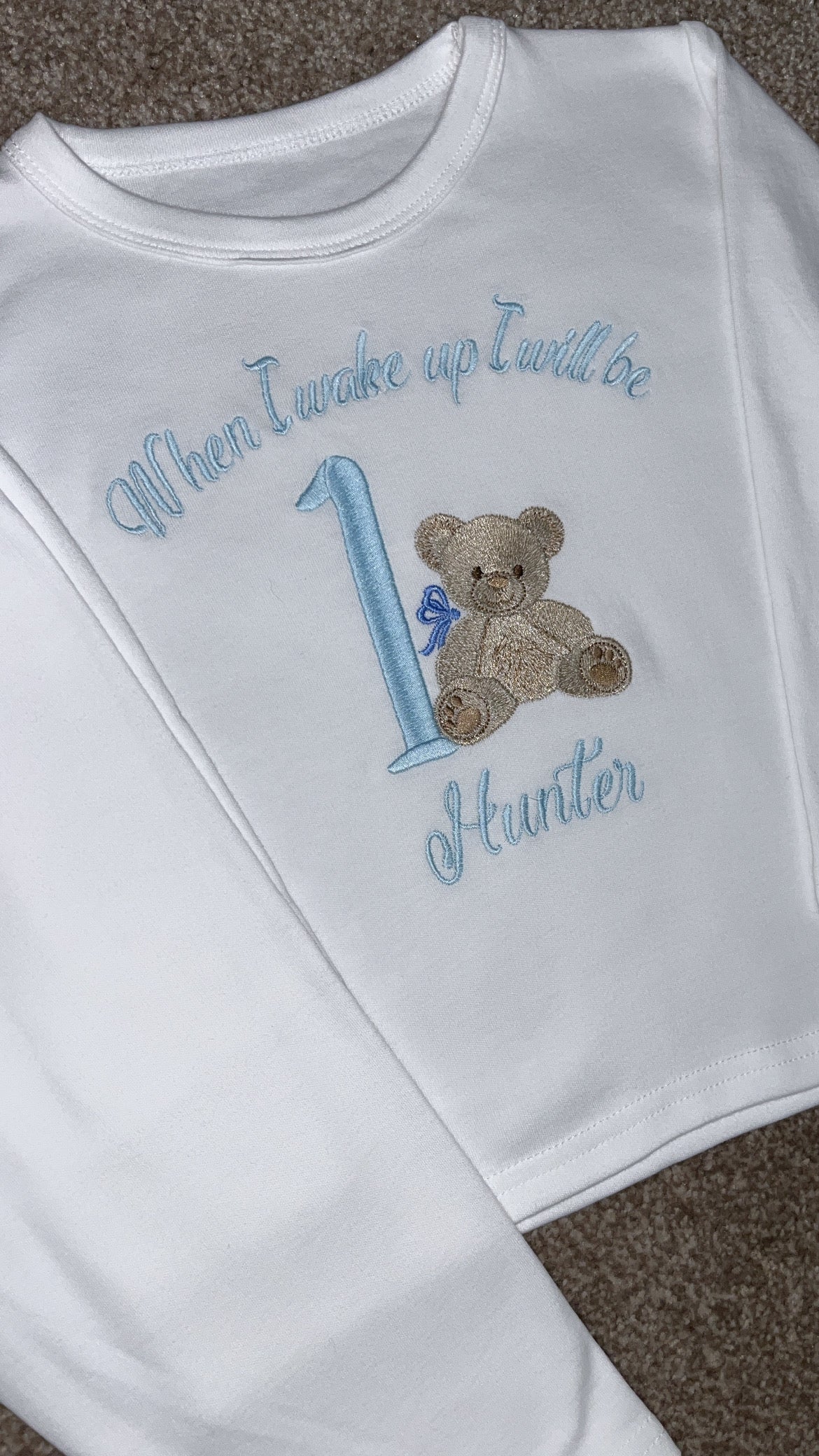 When I Wake Up I Will Be 1 Bear Birthday pyjama Set 🧸