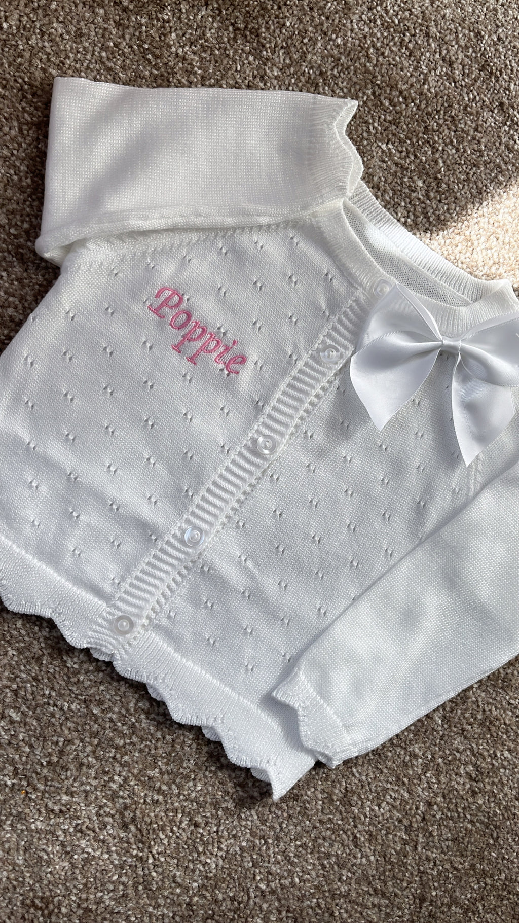 Cardigan with Collar Satin Bow