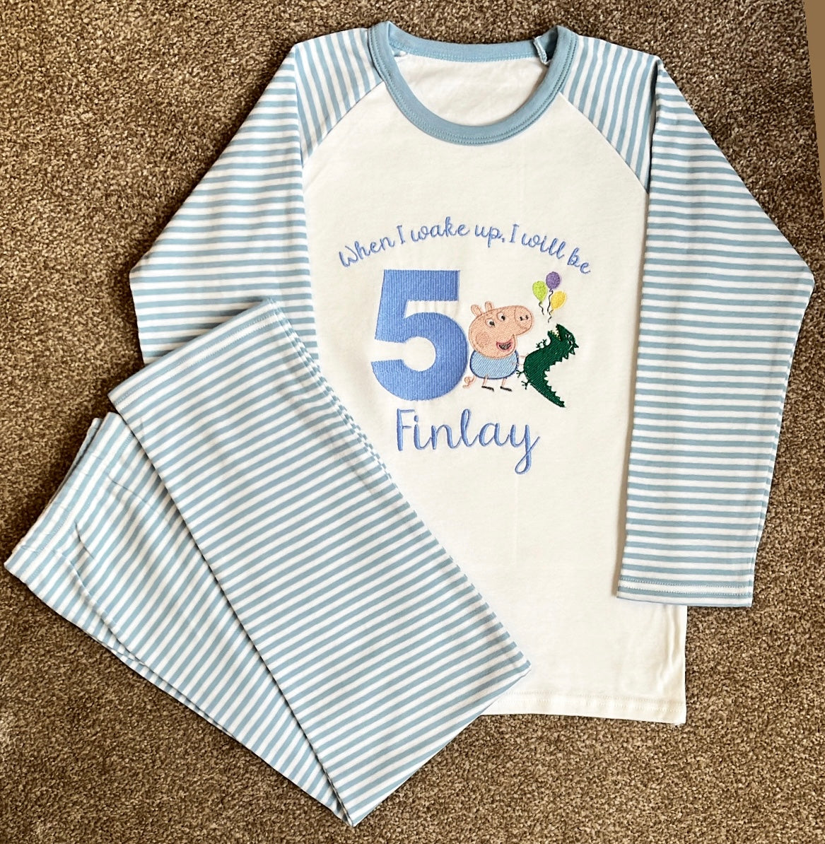 When I Wake Up I Will Be .. George Pig Birthday pyjama Set