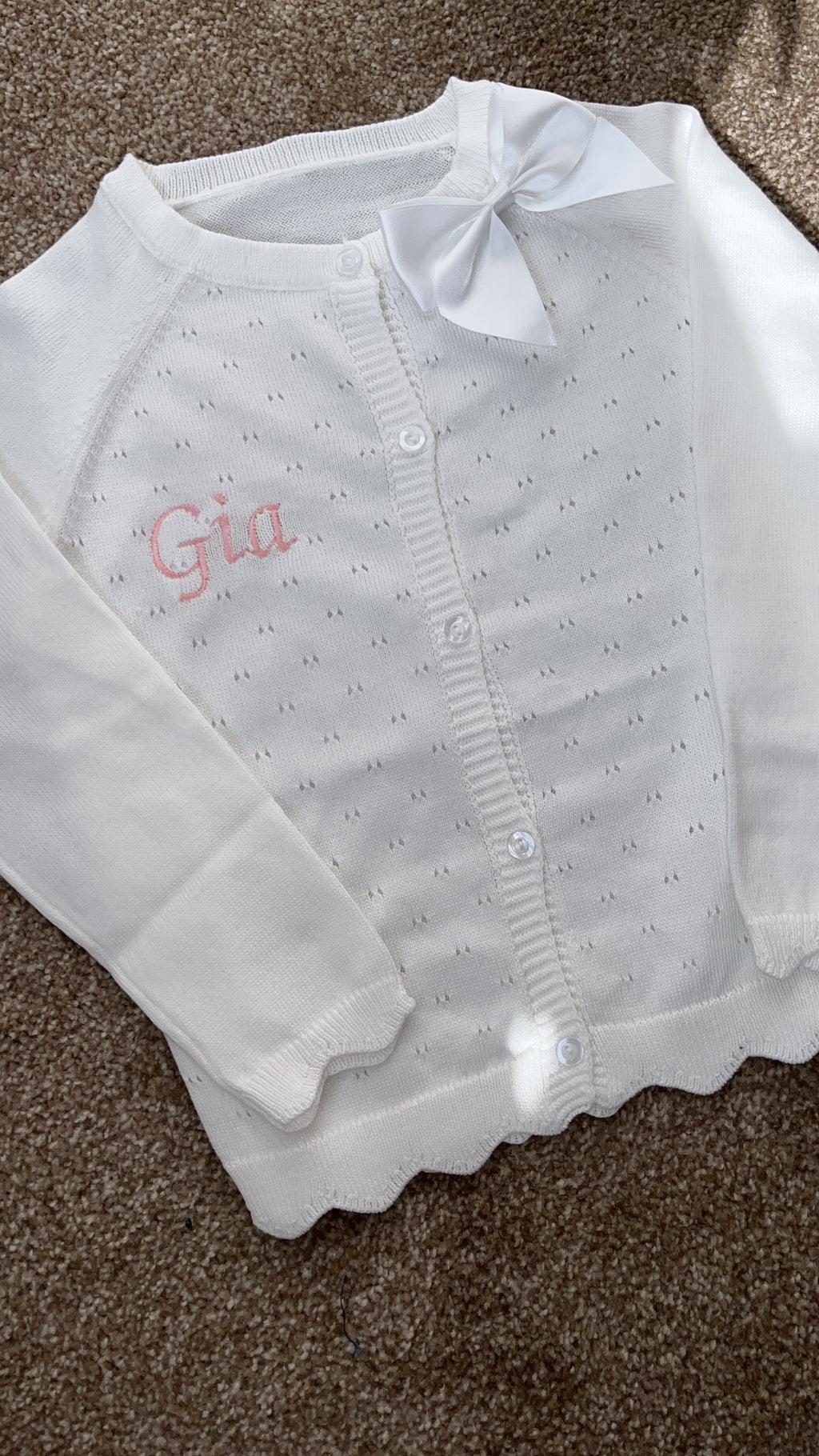 Cardigan with Collar Satin Bow