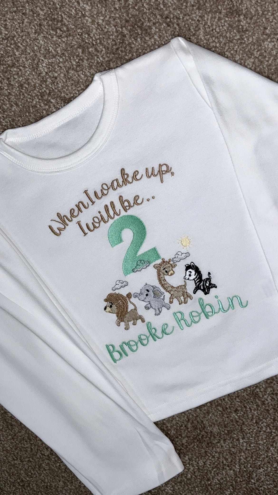 When I Wake Up I Will Be 2 Safari Birthday pyjama Set