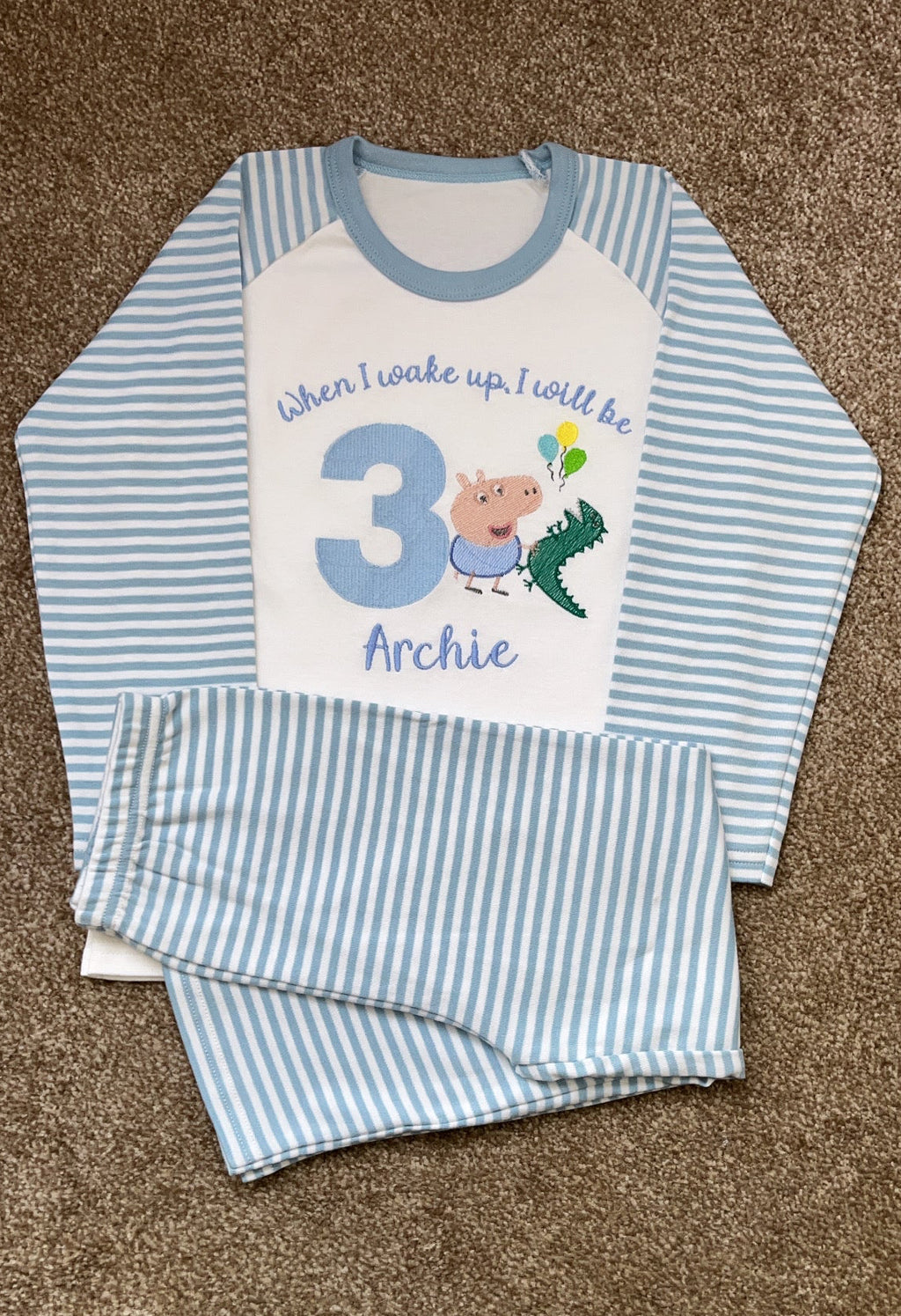 When I Wake Up I Will Be .. George Pig Birthday pyjama Set