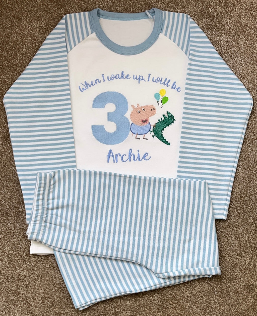 When I Wake Up I Will Be .. George Pig Birthday pyjama Set