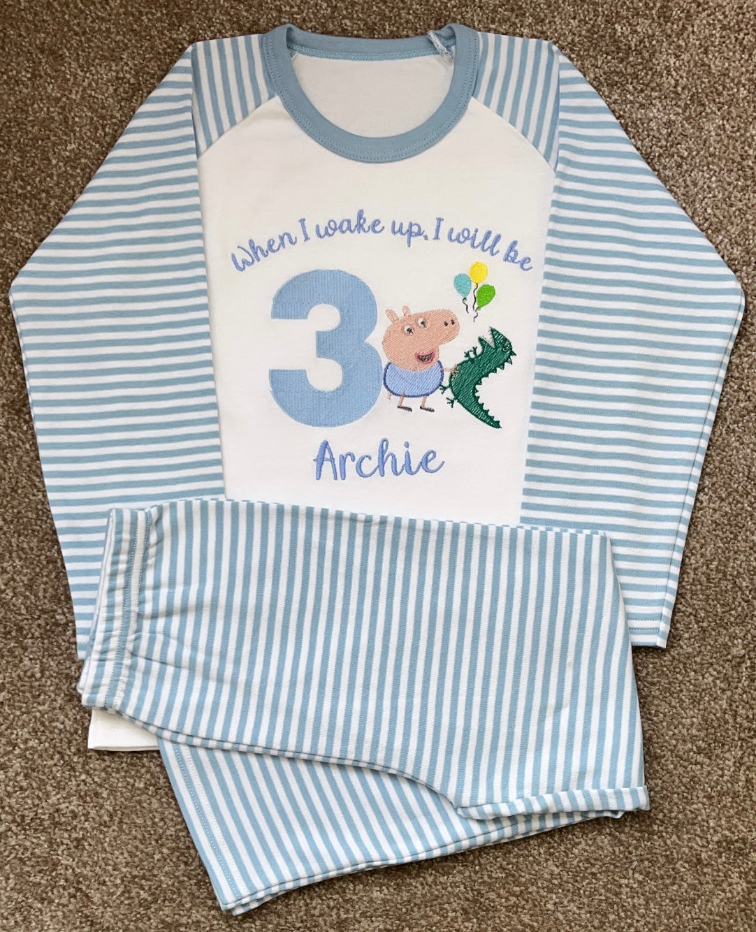 When I Wake Up I Will Be .. George Pig Birthday pyjama Set