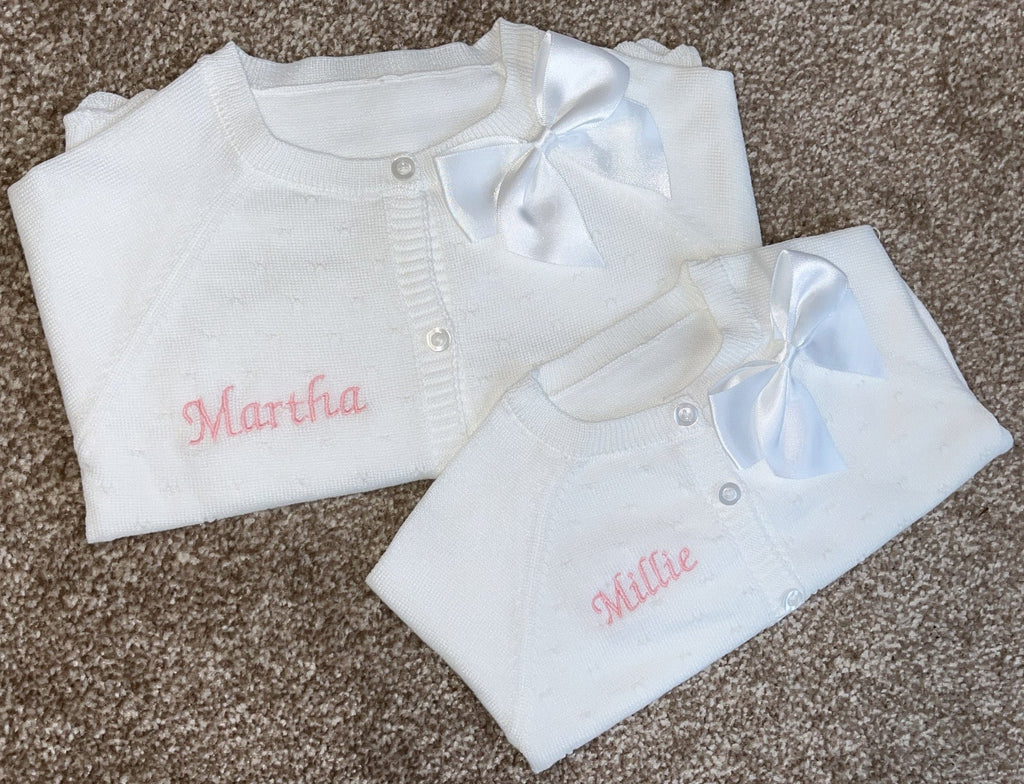 Cardigan with Collar Satin Bow