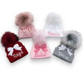 Ribbed Pom Hat with Satin Bow