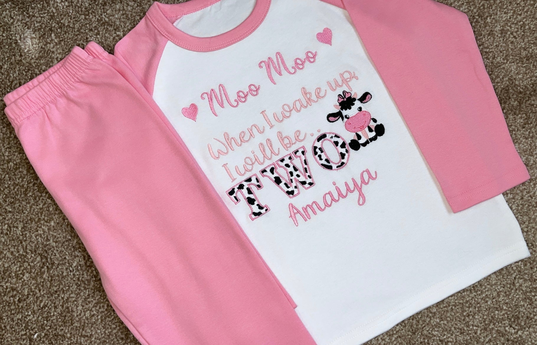 Moo Moo I’m TWO Birthday Pyjamas Set
