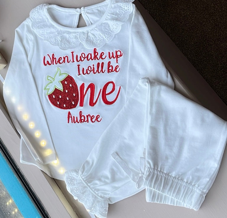 Berry 1st Birthday Frilled Pyjamas