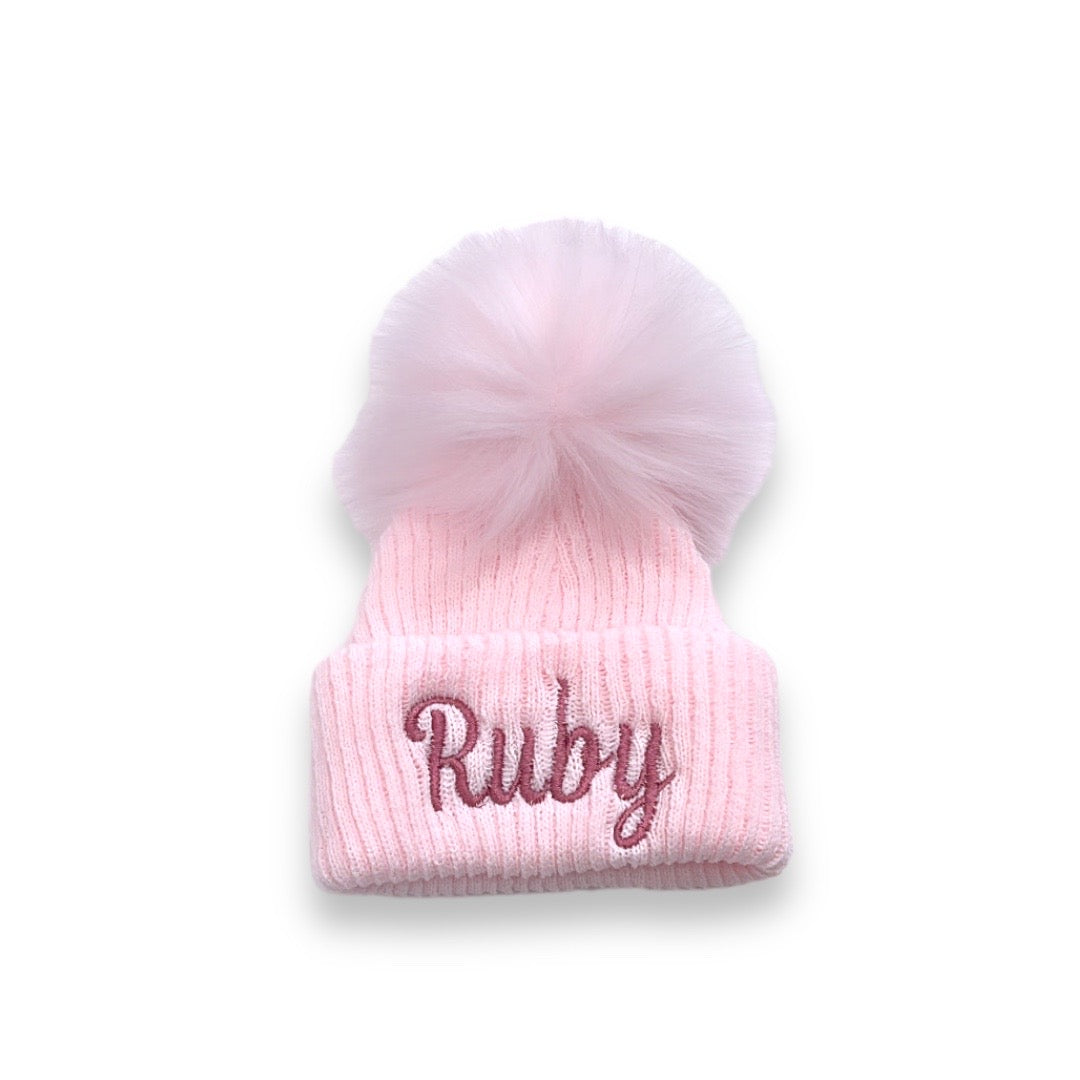 Ribbed Pom Hat