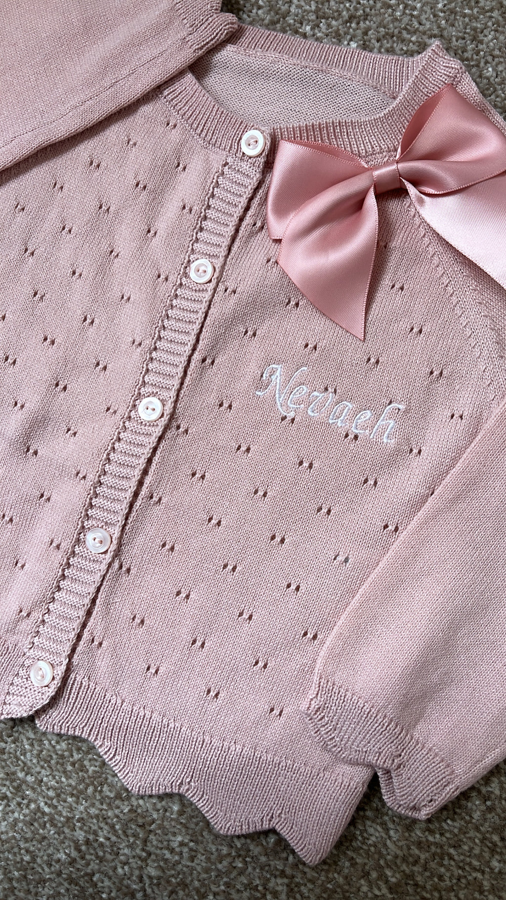 Cardigan with Collar Satin Bow
