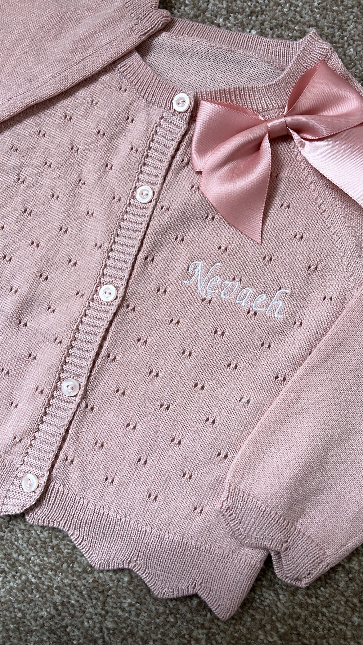 Cardigan with Collar Satin Bow