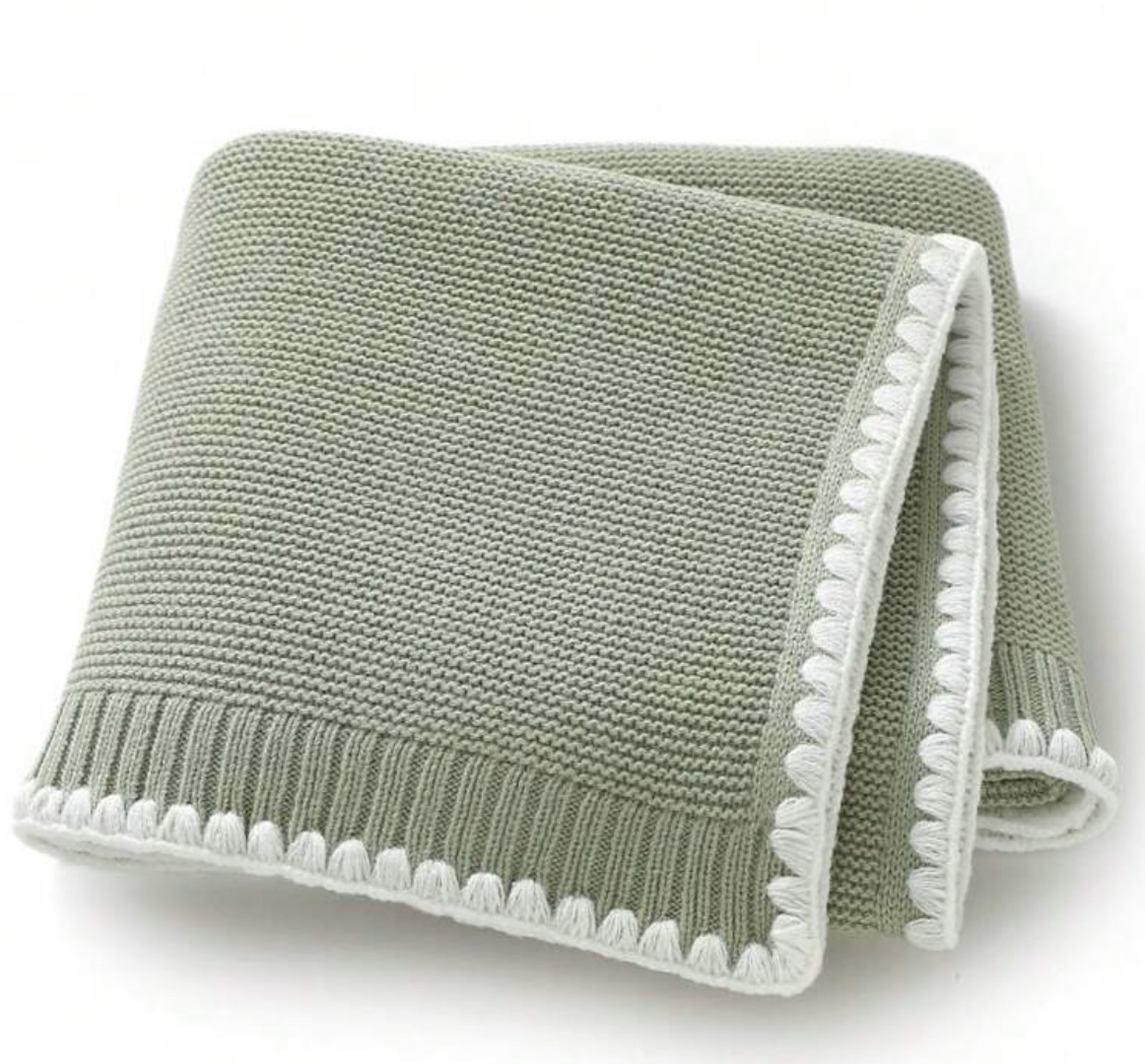 Scalloped Contrast Trim Blanket