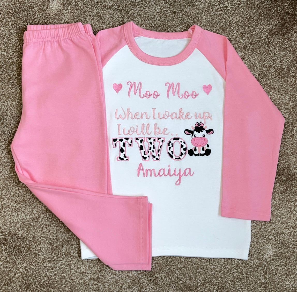 Moo Moo I’m TWO Birthday Pyjamas Set