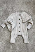 Ribbed Knit Romper Set with Hat & Booties