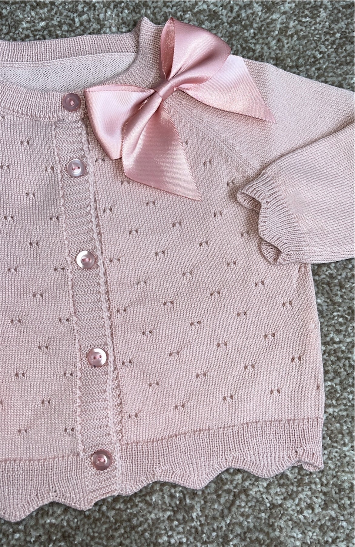 Cardigan with Collar Satin Bow