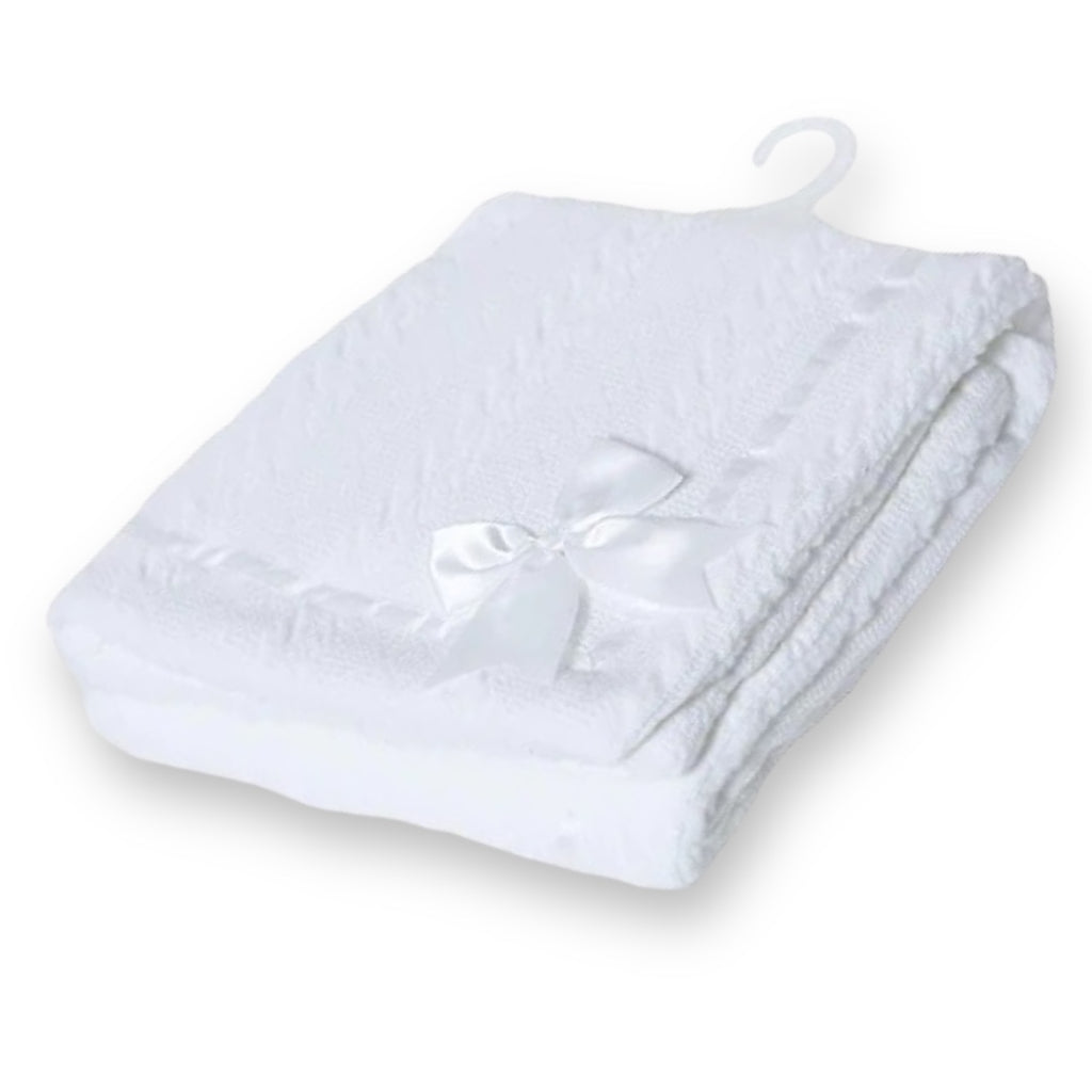 Luxury Cable Knit Baby Blanket with Bow